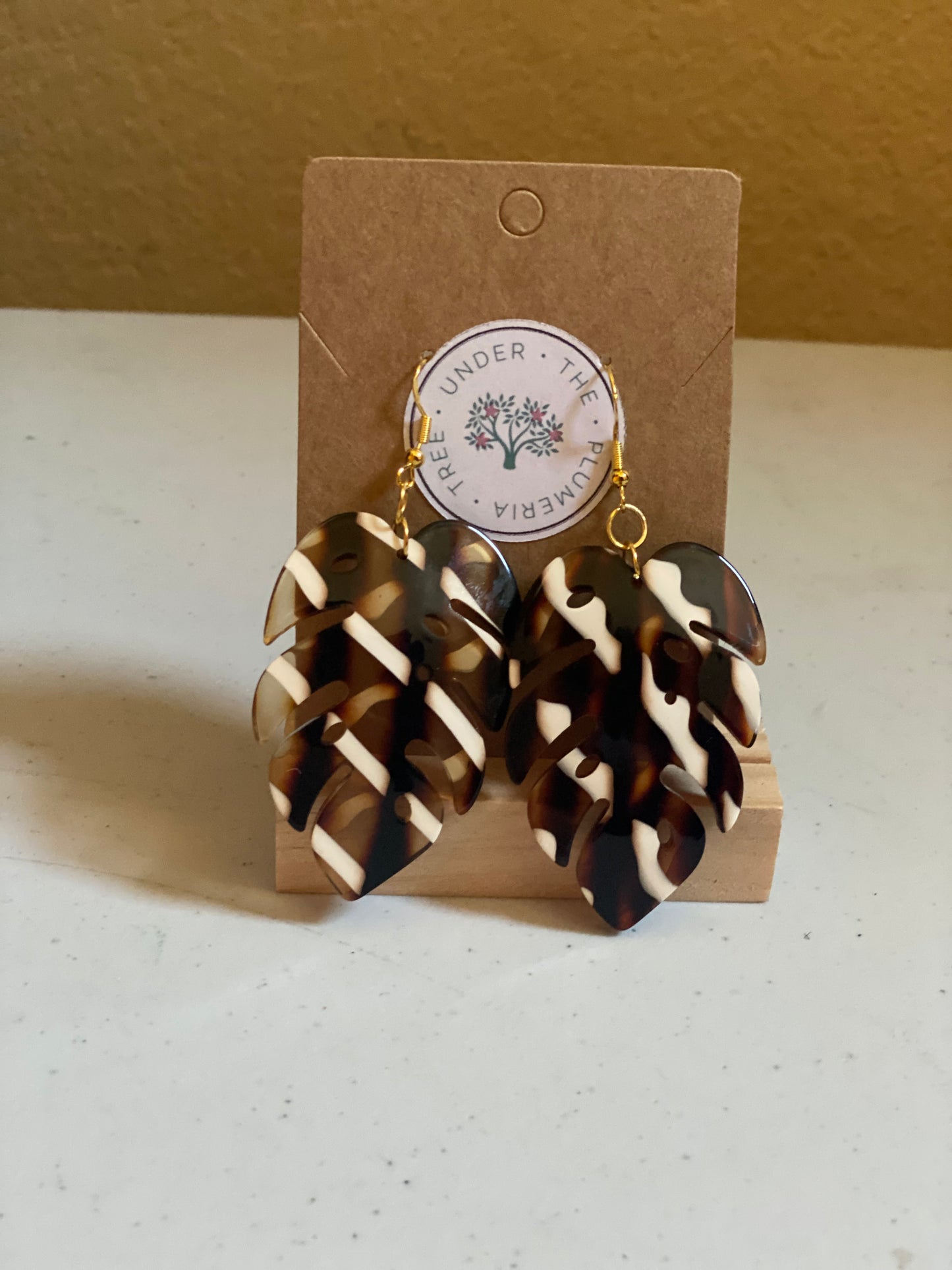 Large Monstera Leaf Earrings