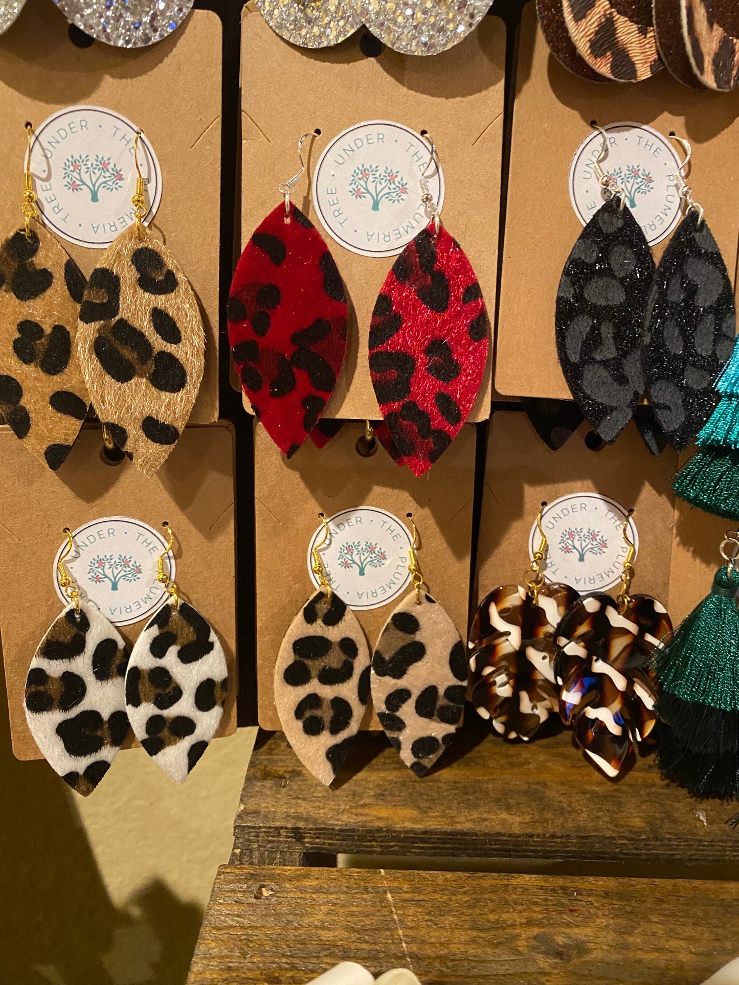 Leopard print teardrop earrings