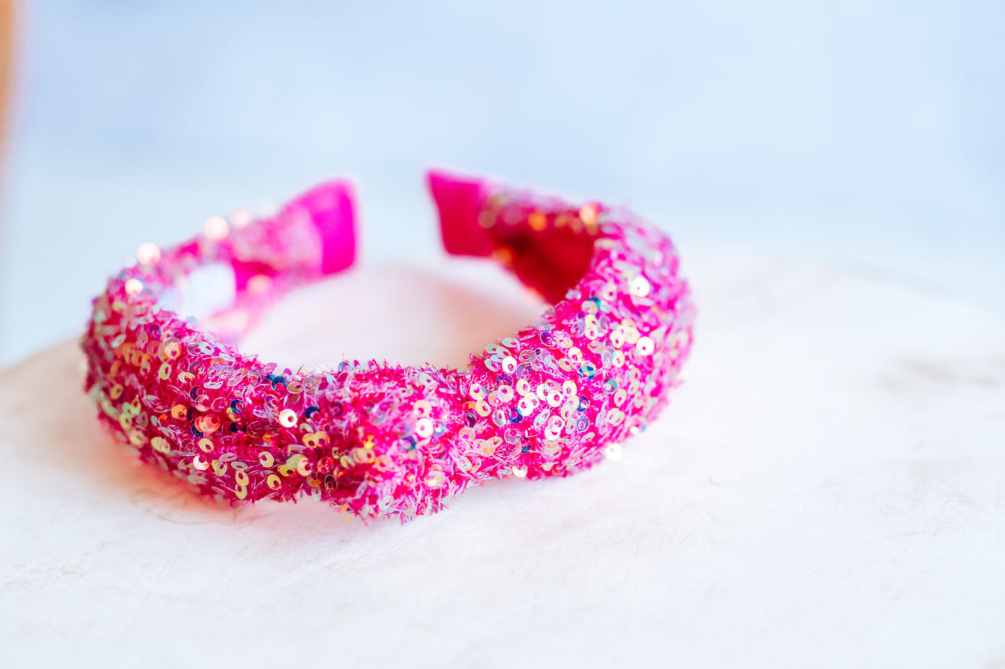 Pink Sparkle Sequins Knotted Headband