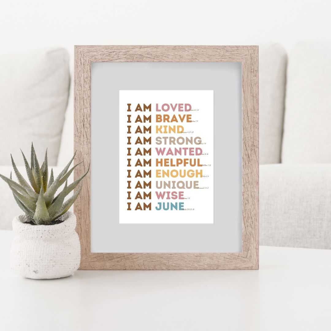 Personalized I AM Affirmation & Scripture 8x10 Print
