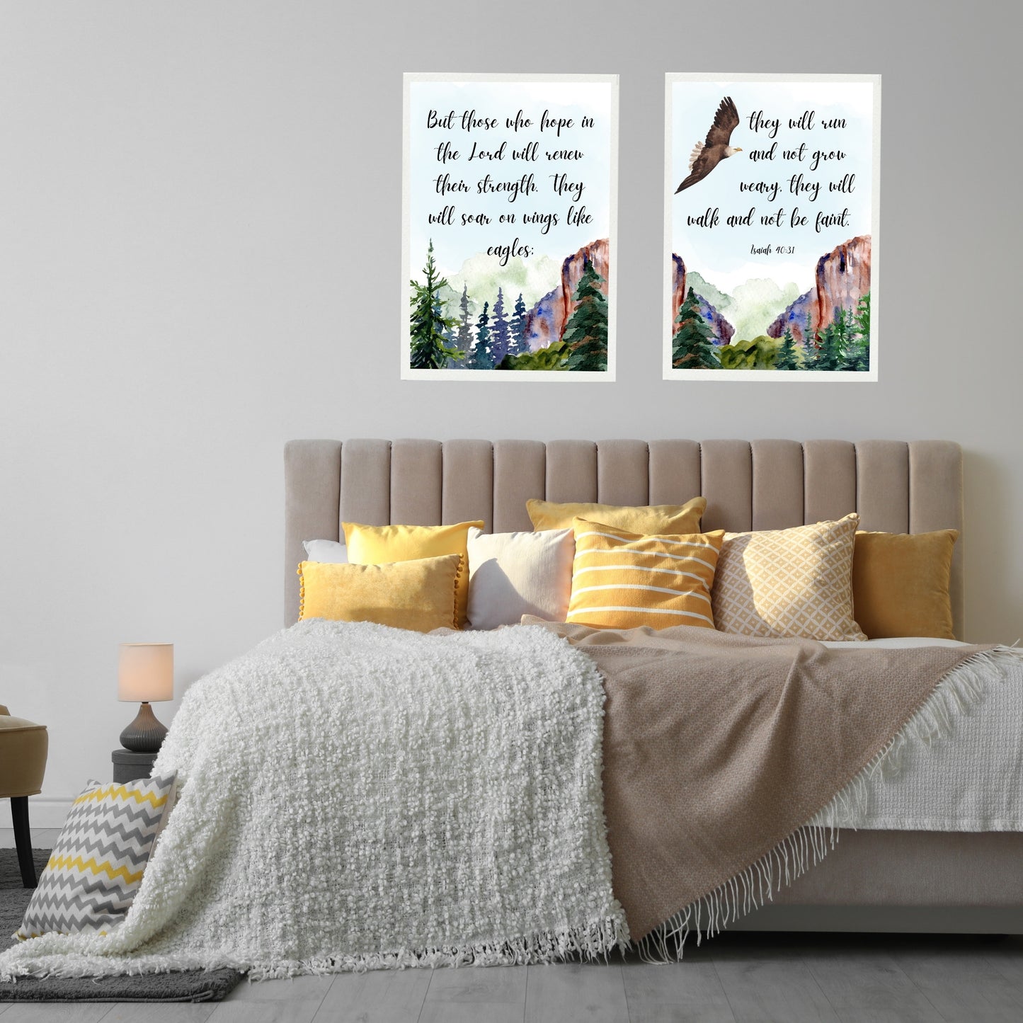 Those That Hope In the Lord Renew Their Strength Like Eagles Isaiah 40:31 Scripture Watercolor set of 2 downloadable prints