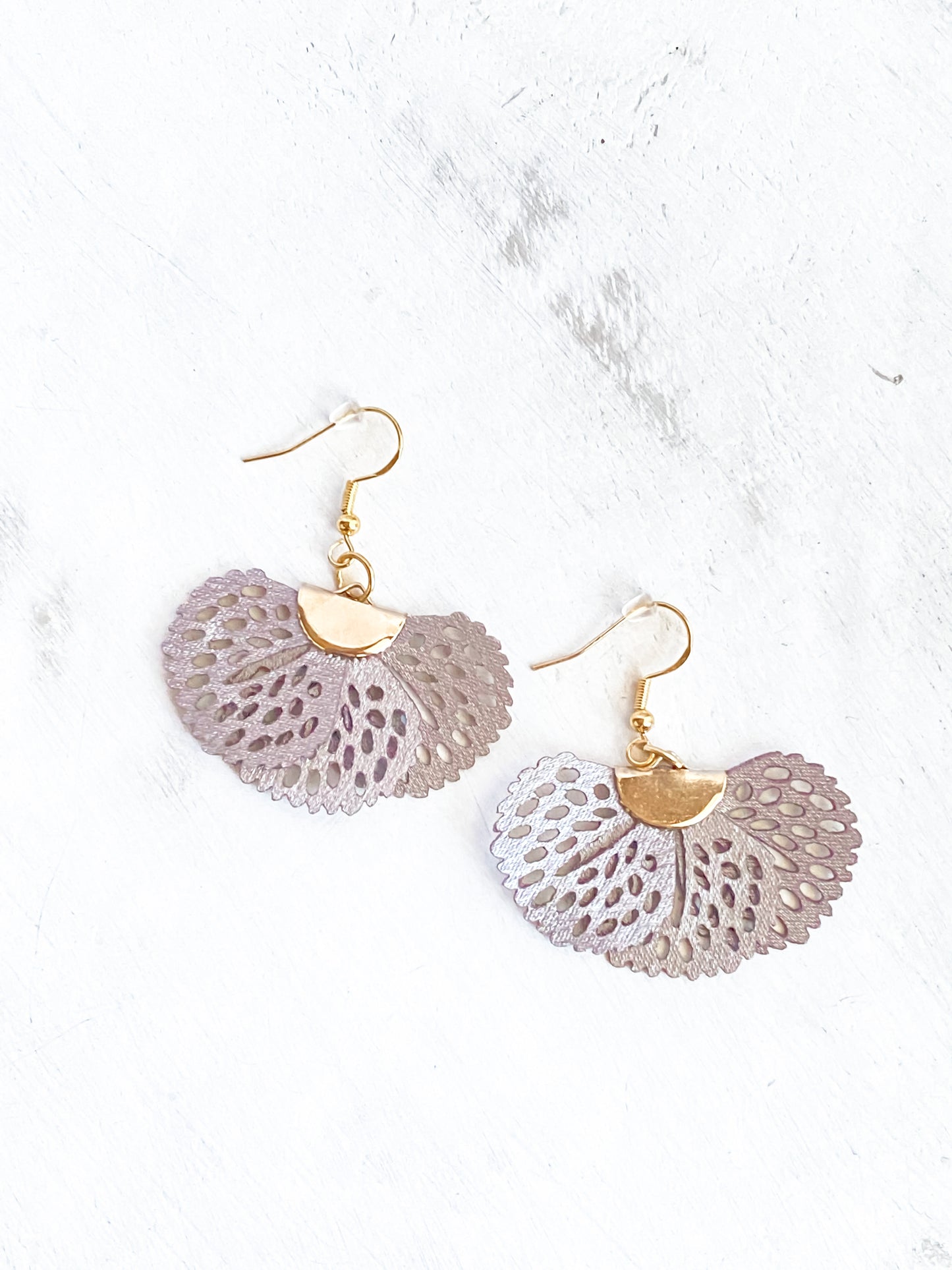 Feathered fan style earrings