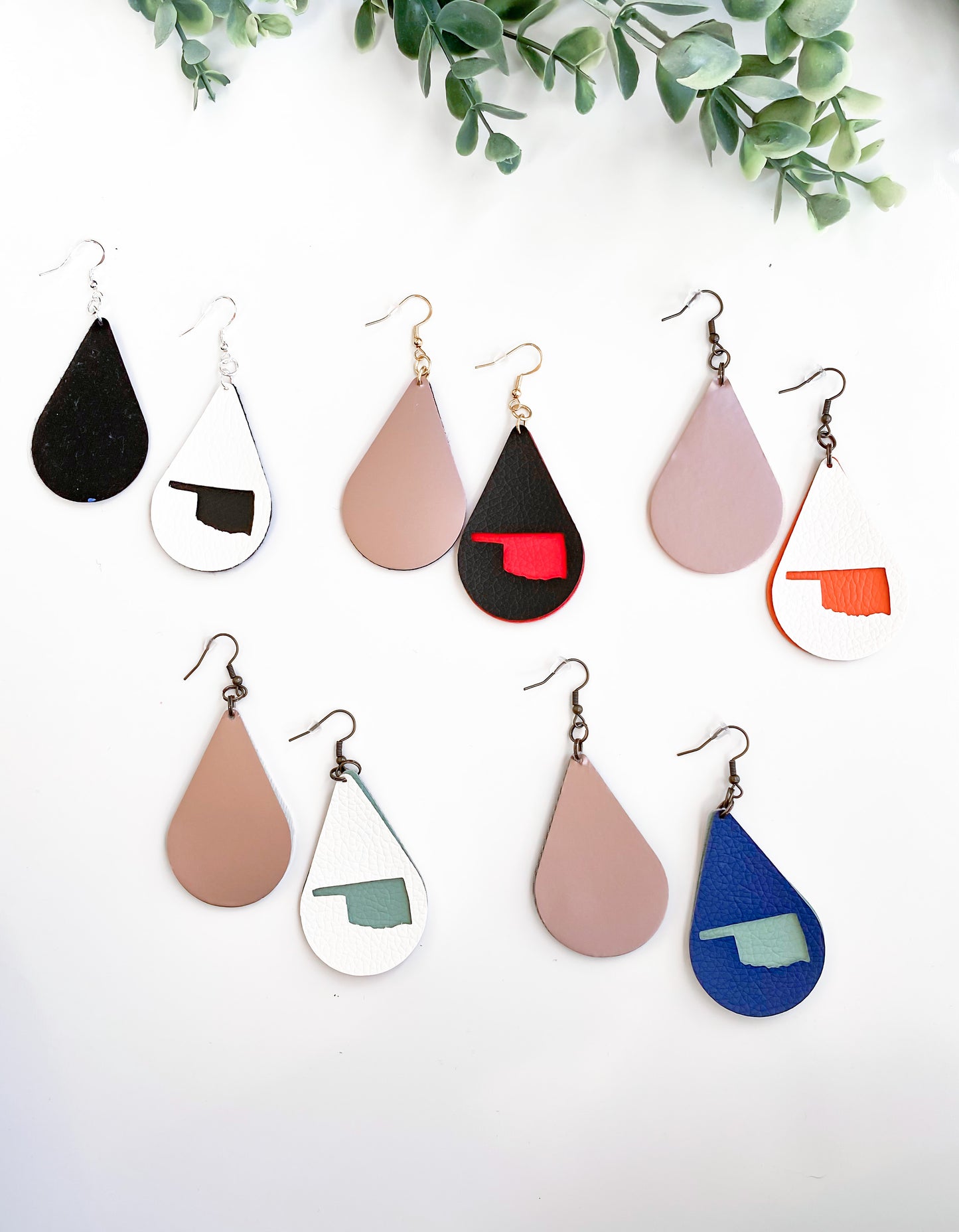 Oklahoma layered teardrop handmade earrings