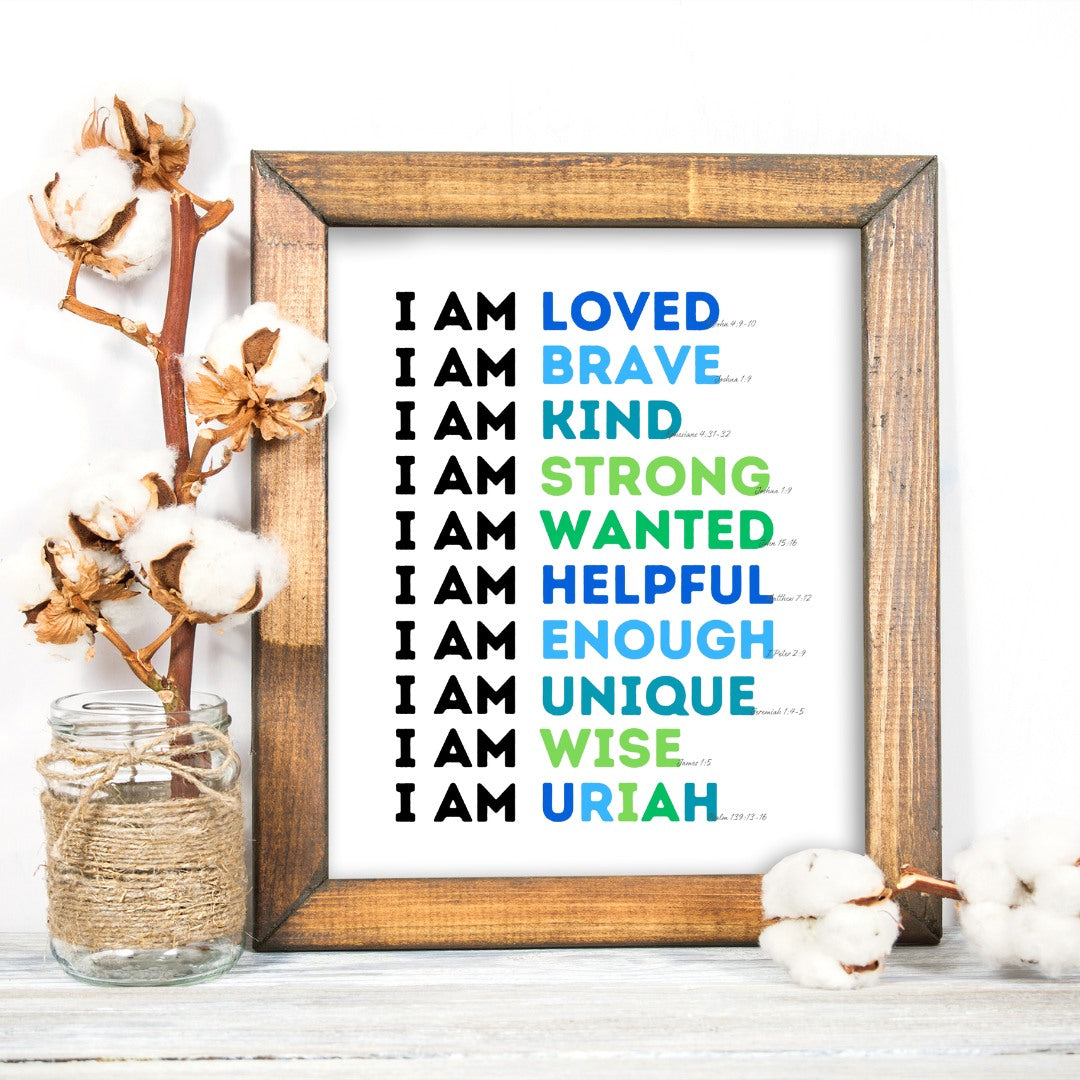 Personalized I AM Affirmation & Scripture 8x10 Print