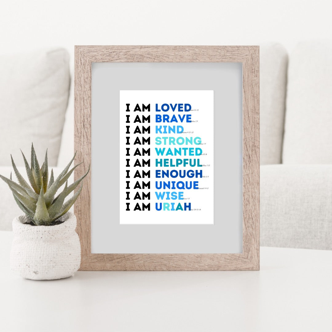 Personalized I AM Affirmation & Scripture 8x10 Print