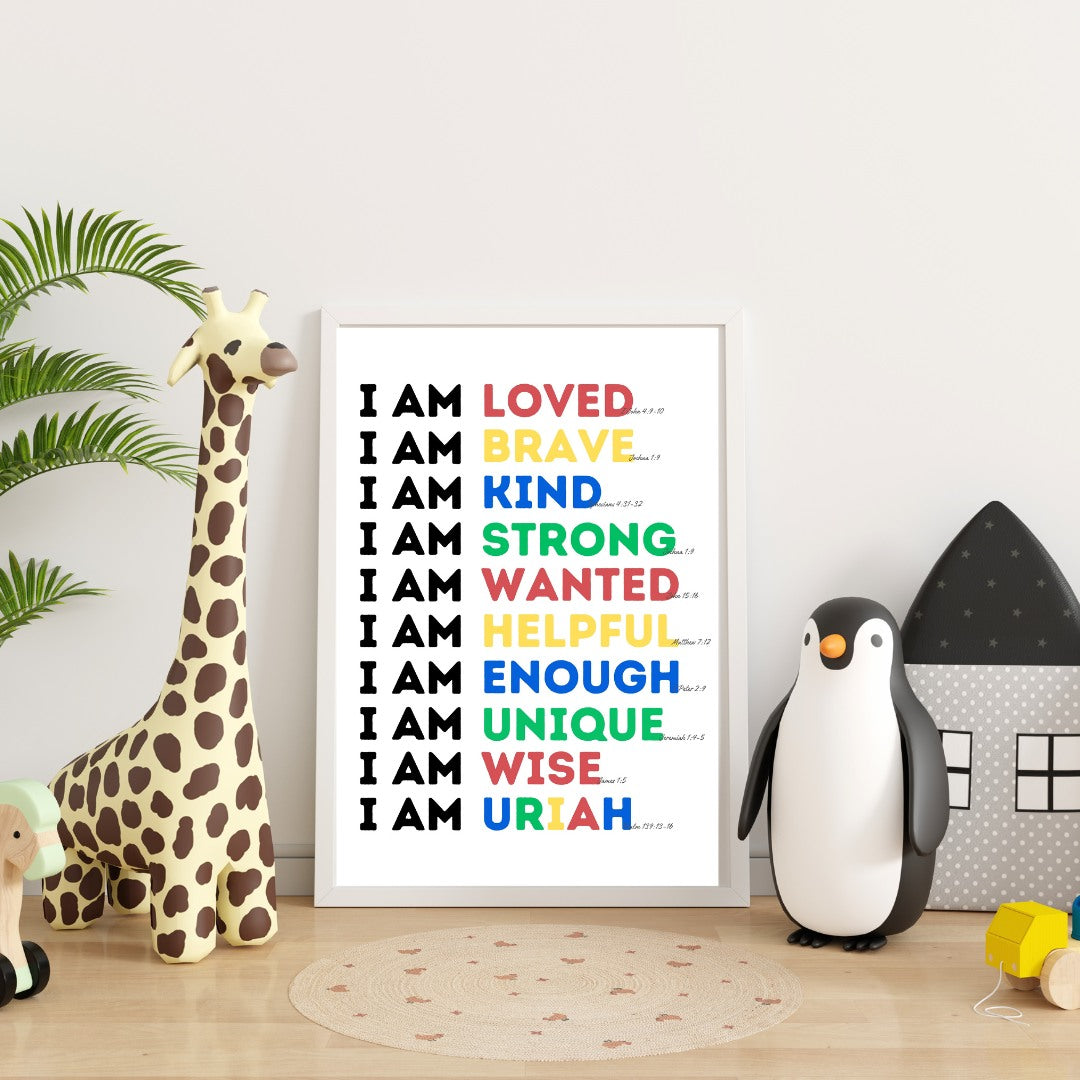 Personalized I AM Affirmation & Scripture 8x10 Print