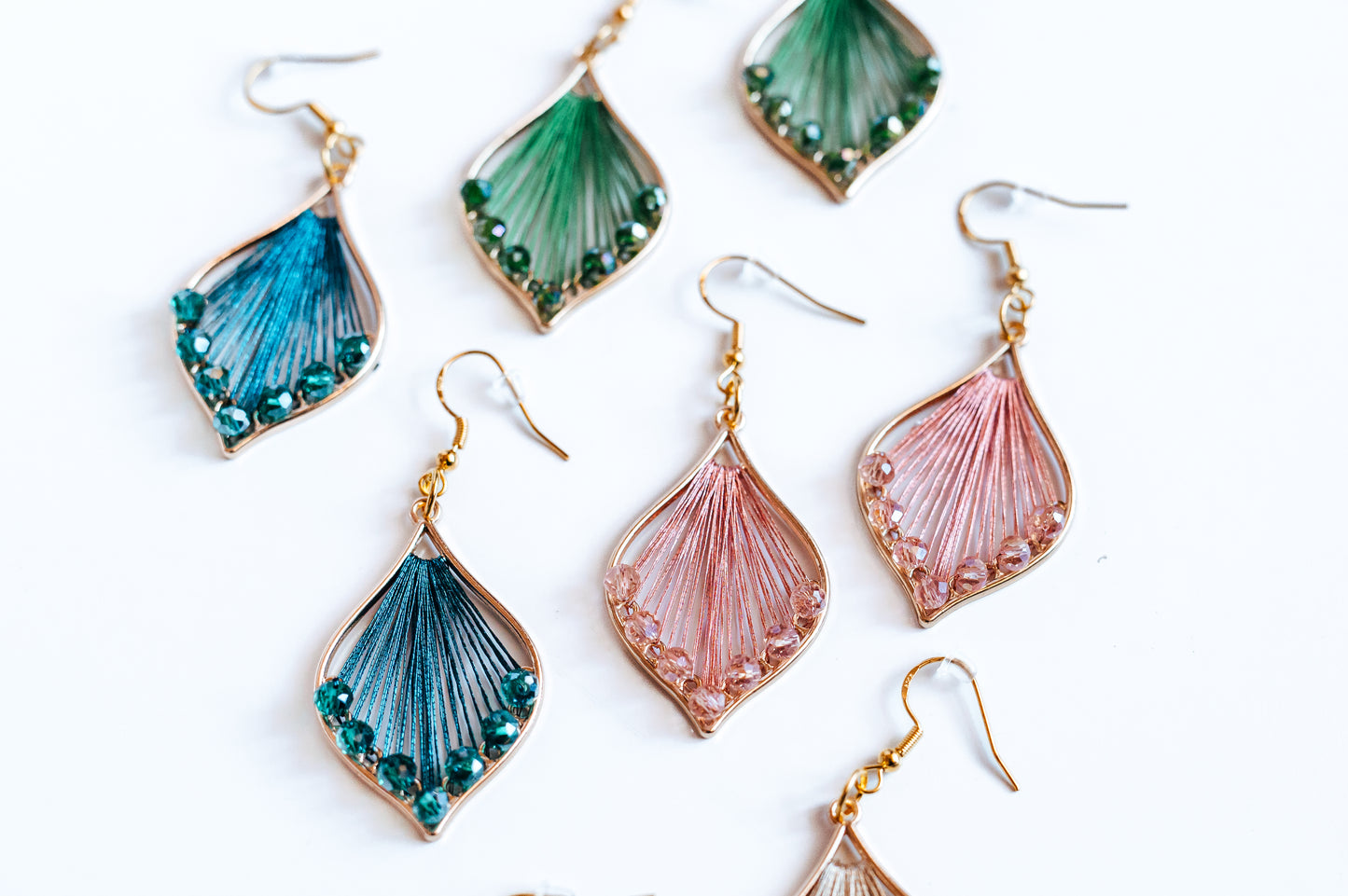Lux Teardrop Thread & Bead Earrings