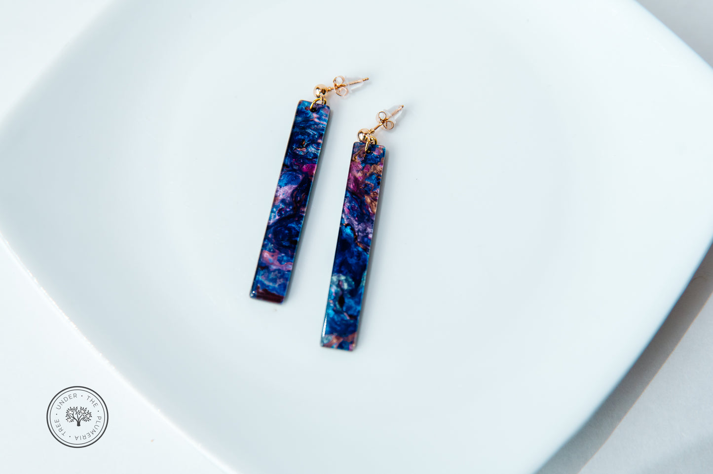 Resin Masterpiece Earrings with Stud/Dangle 14K Gold Hooks