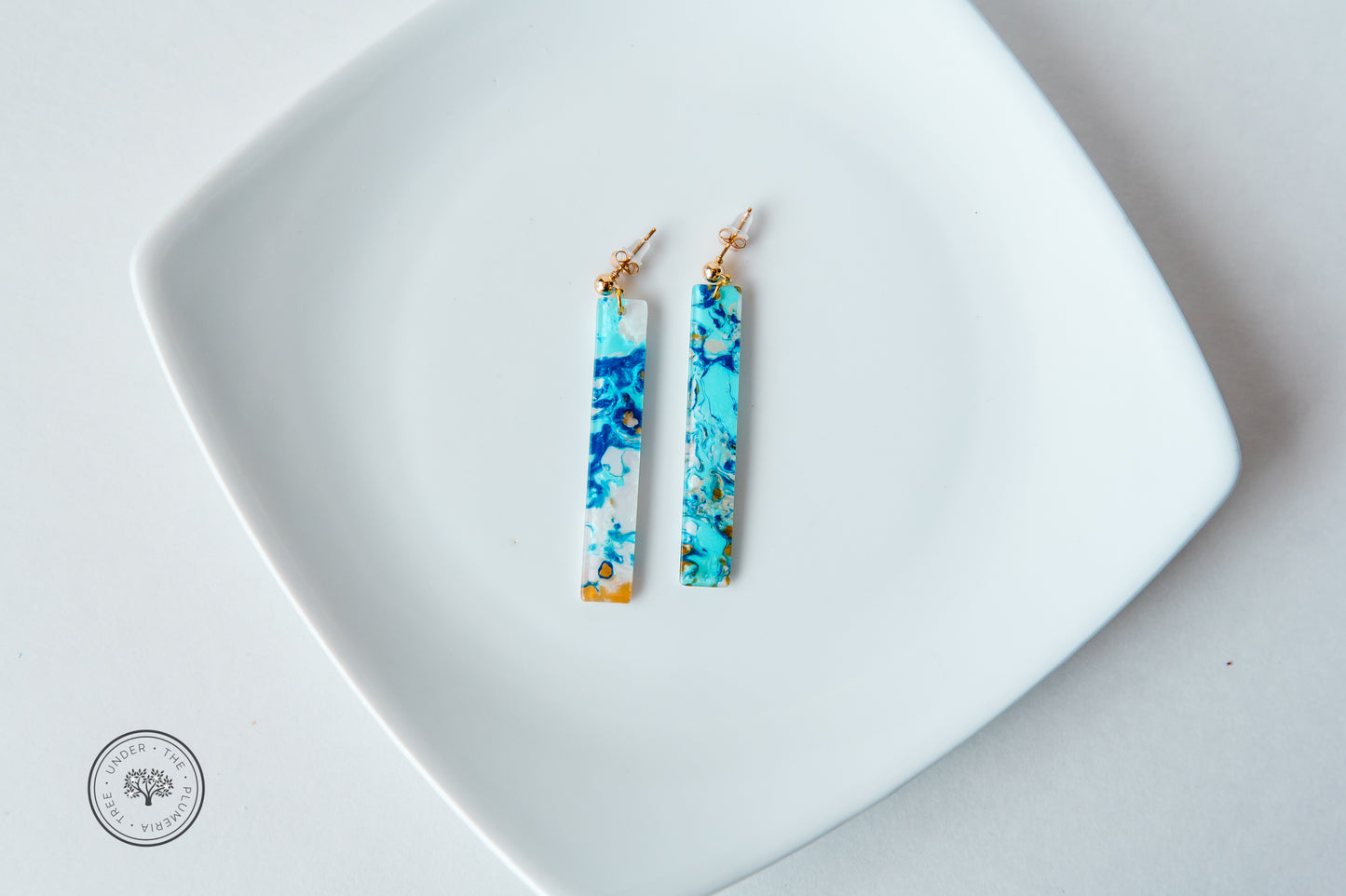 Resin Masterpiece Earrings with Stud/Dangle 14K Gold Hooks