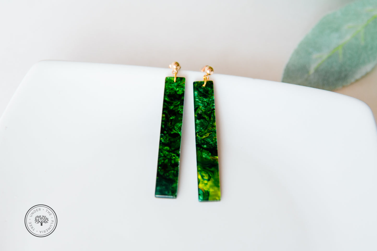 Resin Masterpiece Earrings with Stud/Dangle 14K Gold Hooks