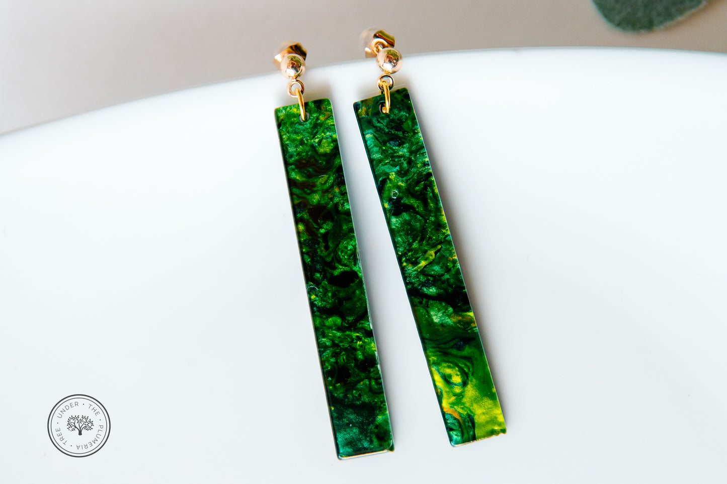 Resin Masterpiece Earrings with Stud/Dangle 14K Gold Hooks