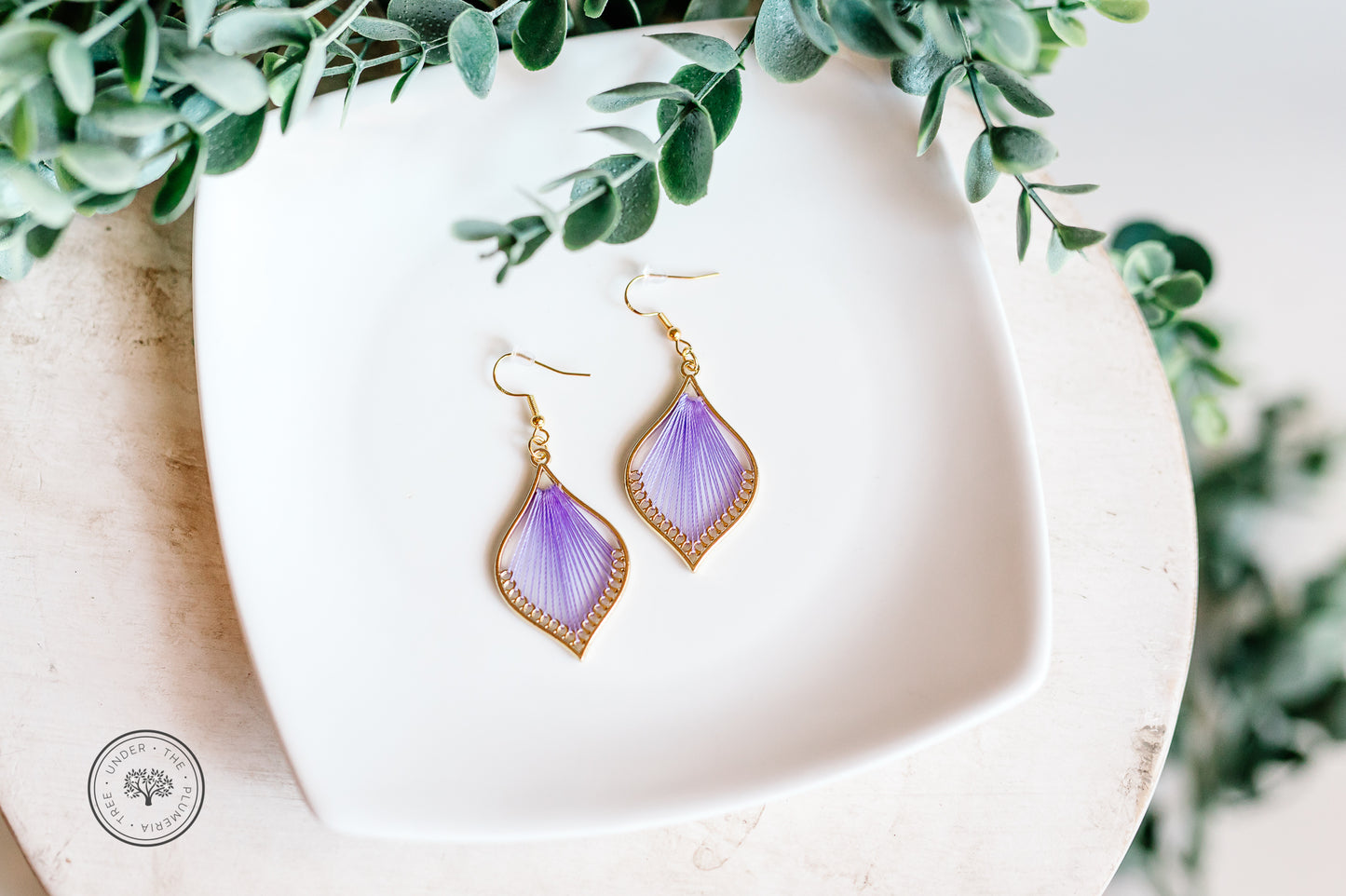 Gold Leaf Teardrop with Thread, Various Colors