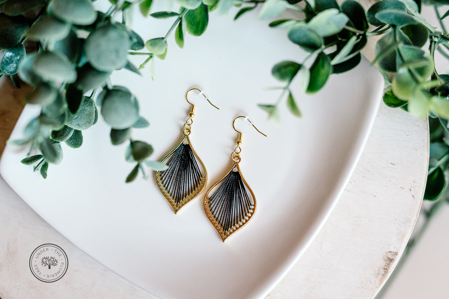 Gold Leaf Teardrop with Thread, Various Colors