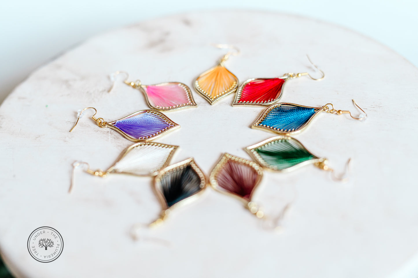 Gold Leaf Teardrop with Thread, Various Colors