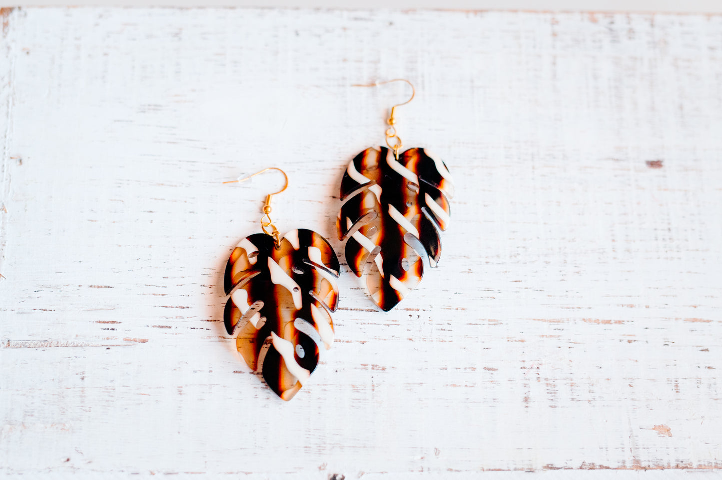 Large Monstera Leaf Earrings