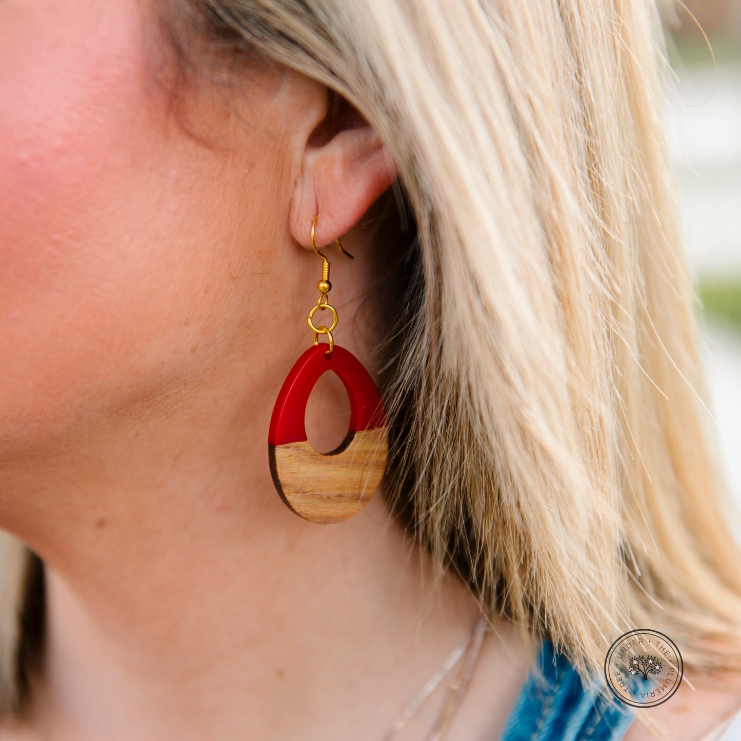 Wood and Resin Teardrop Earrings