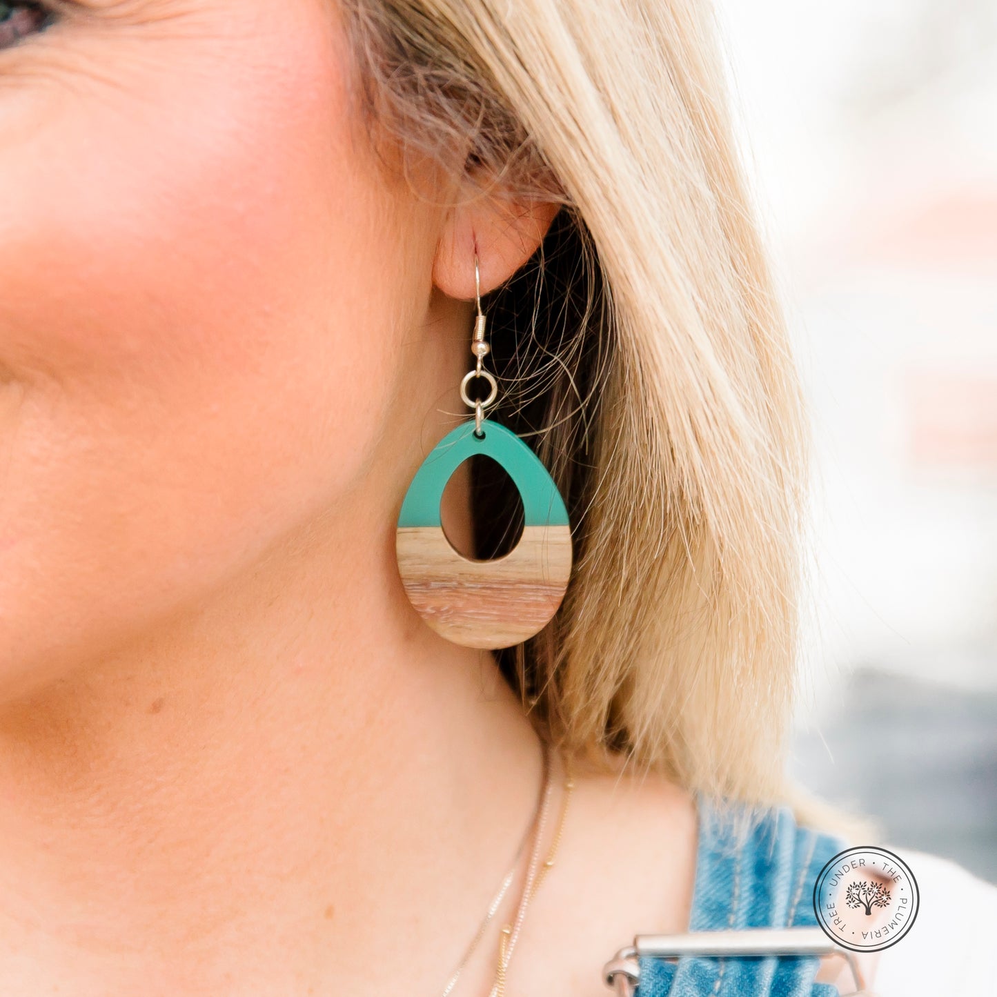 Wood and Resin Teardrop Earrings