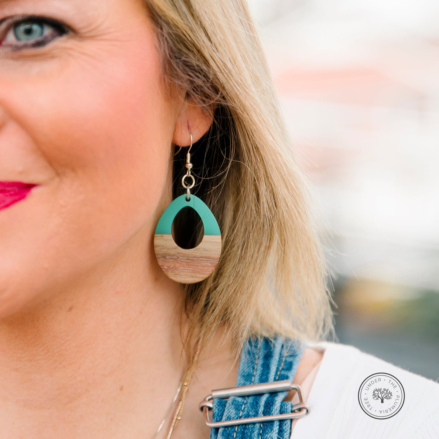 Wood and Resin Teardrop Earrings