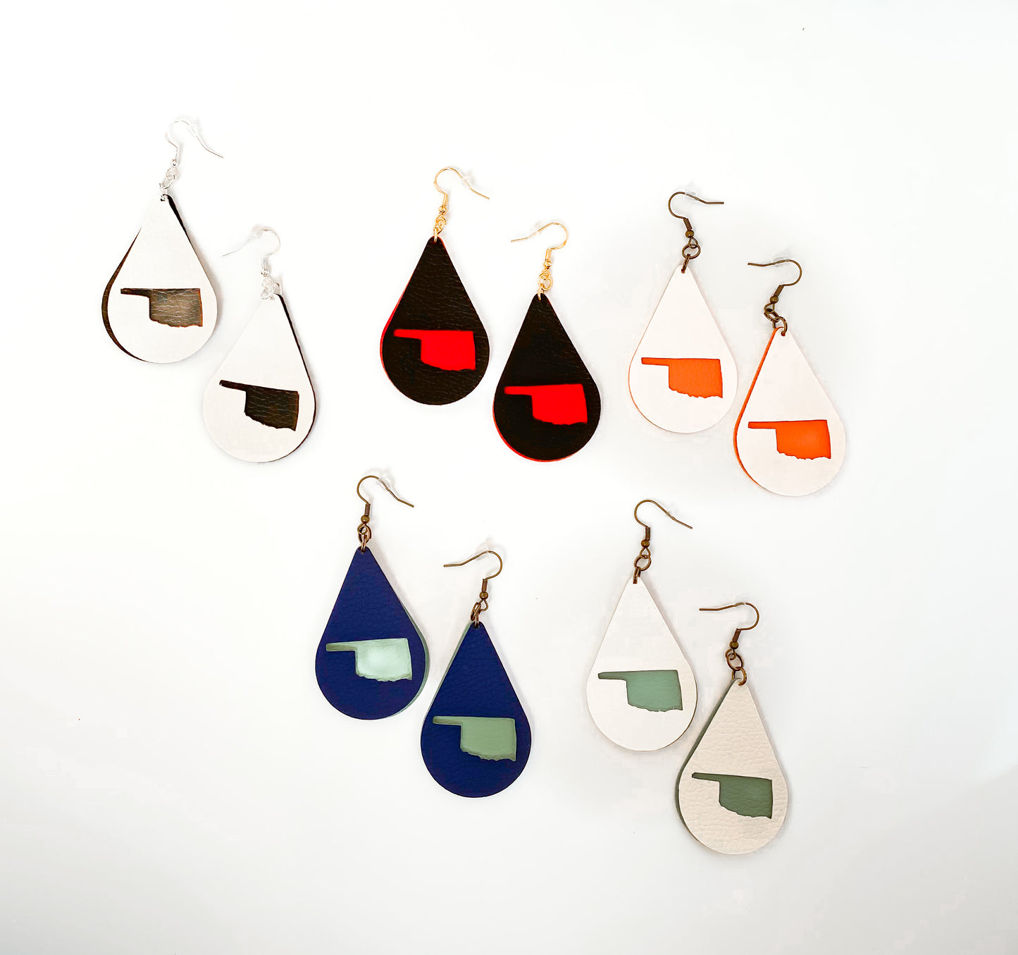 Oklahoma layered teardrop handmade earrings