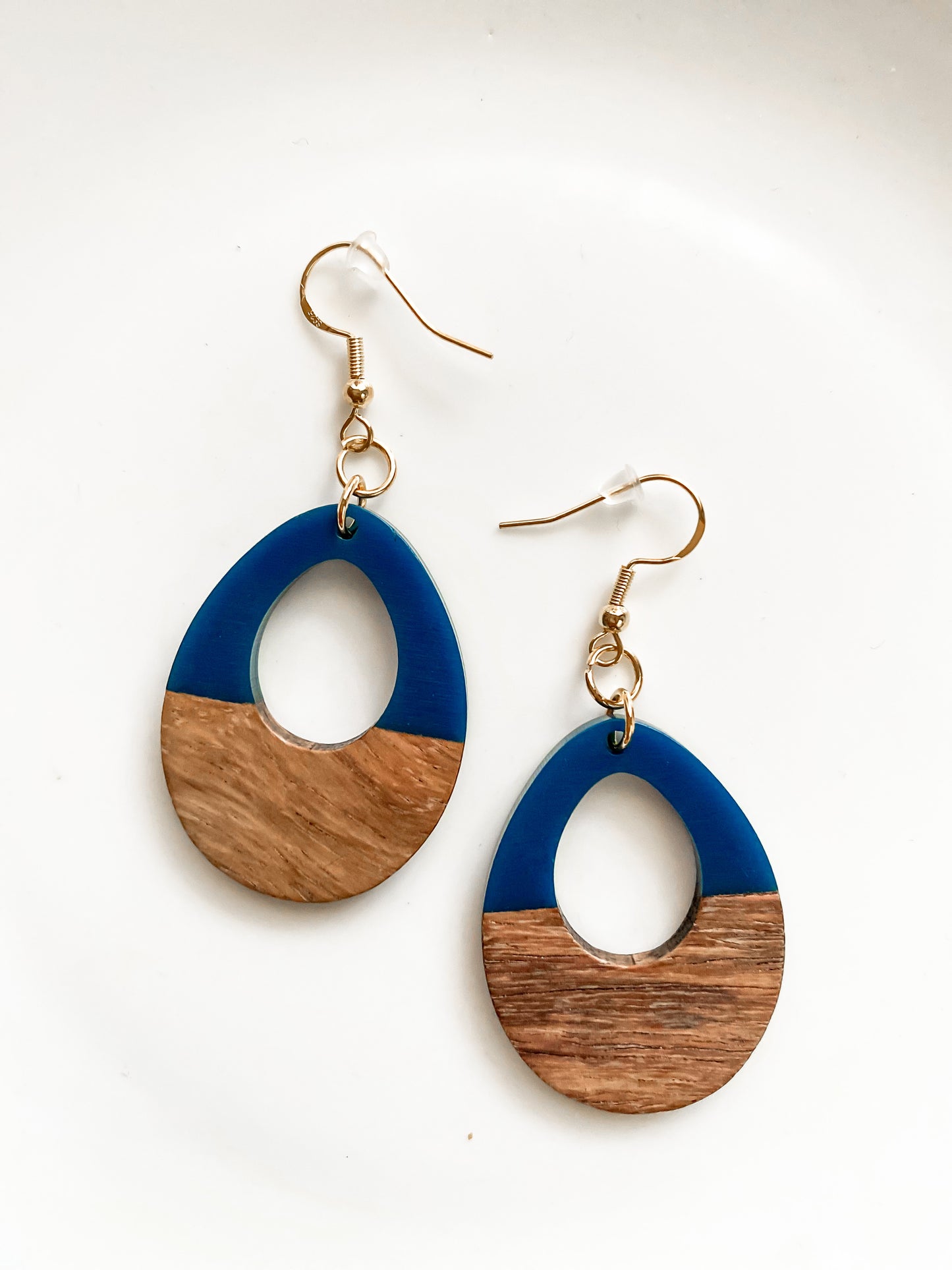 Wood and Resin Teardrop Earrings